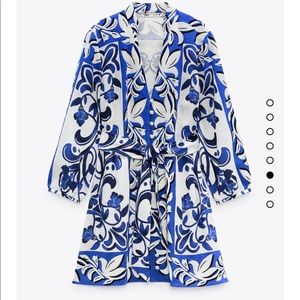 NWT Printed shirt dress blue white